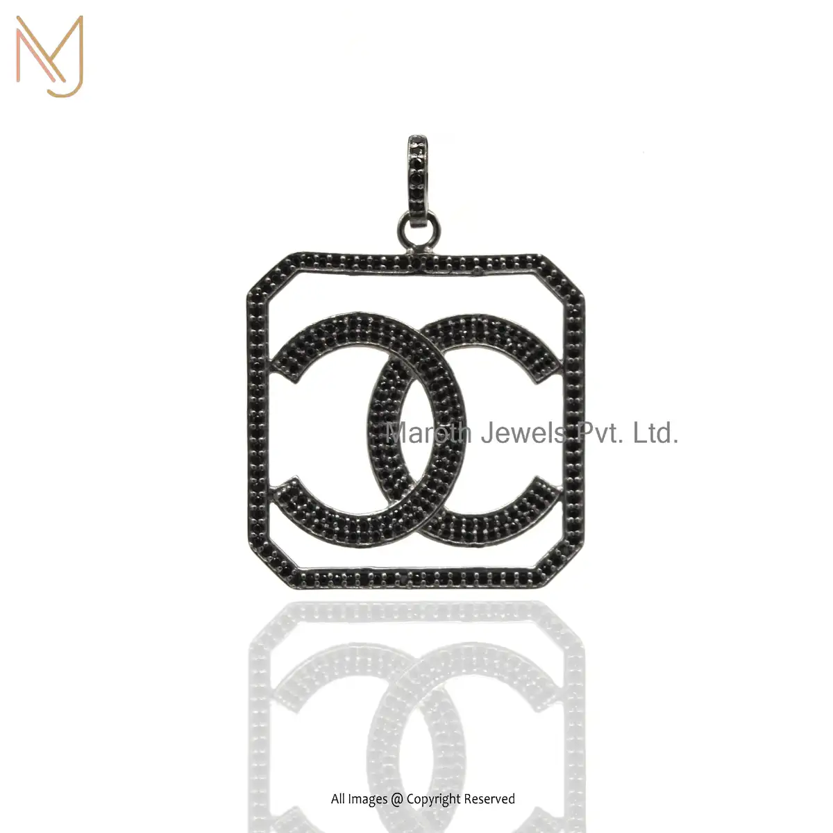 Wholesale 925 Silver Black Rhodium Plated Black Diamond Designer Pave Pendant Jewelry
