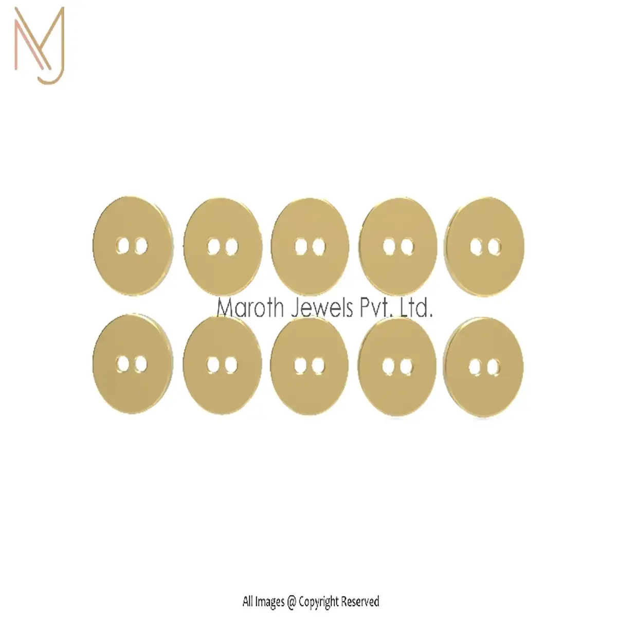 14K Yellow Gold 2 Hole Shirt Round Button Wholesale