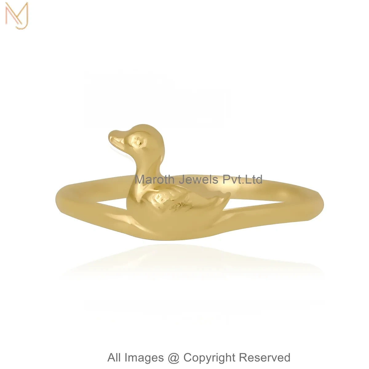 14K Yellow Gold Cute Duck Ring Custom Jewelry