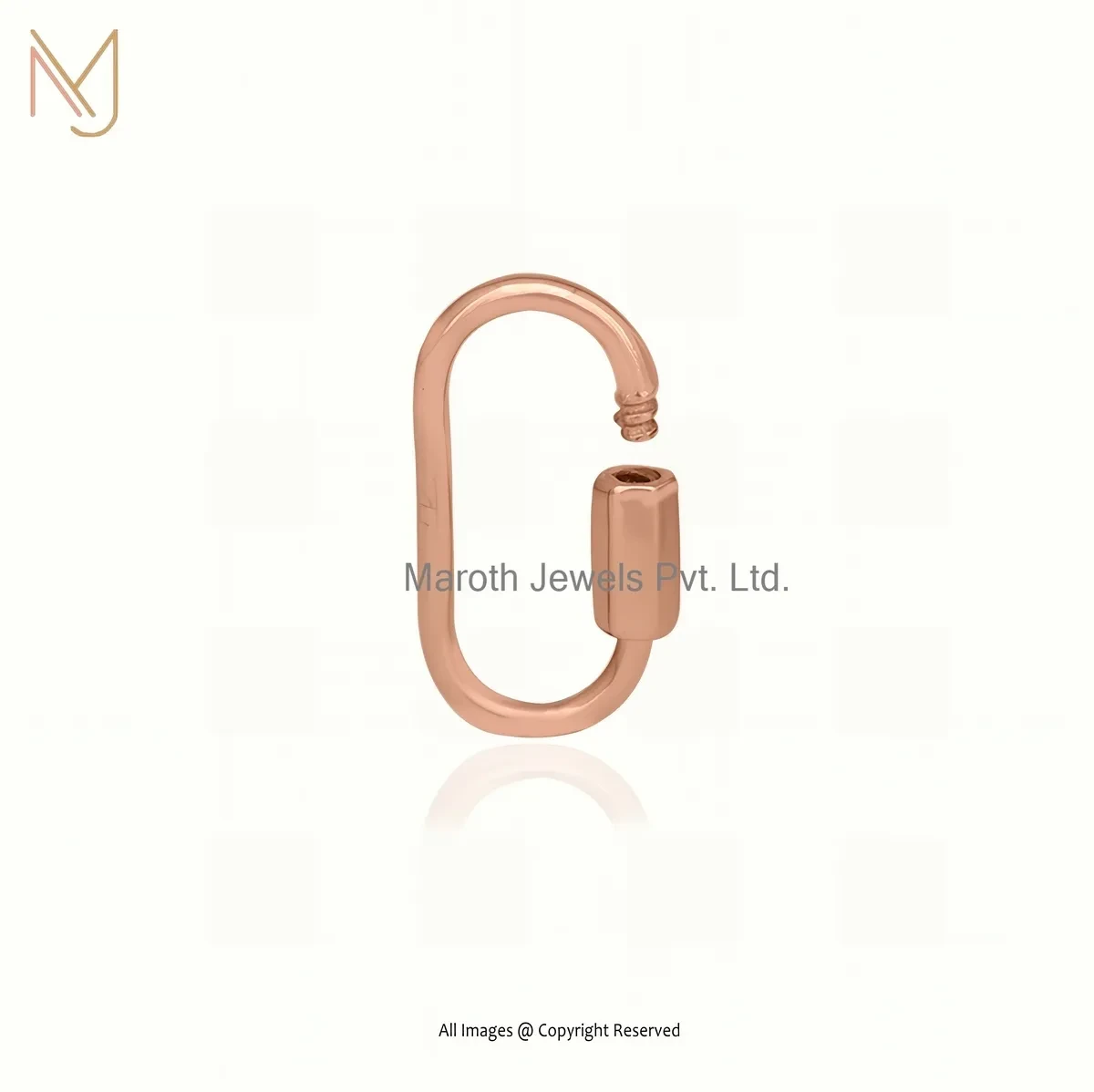 925 Silver Yellow Gold Plated Oval Link Lock Bail Carabiner Lock Custom Jewelry