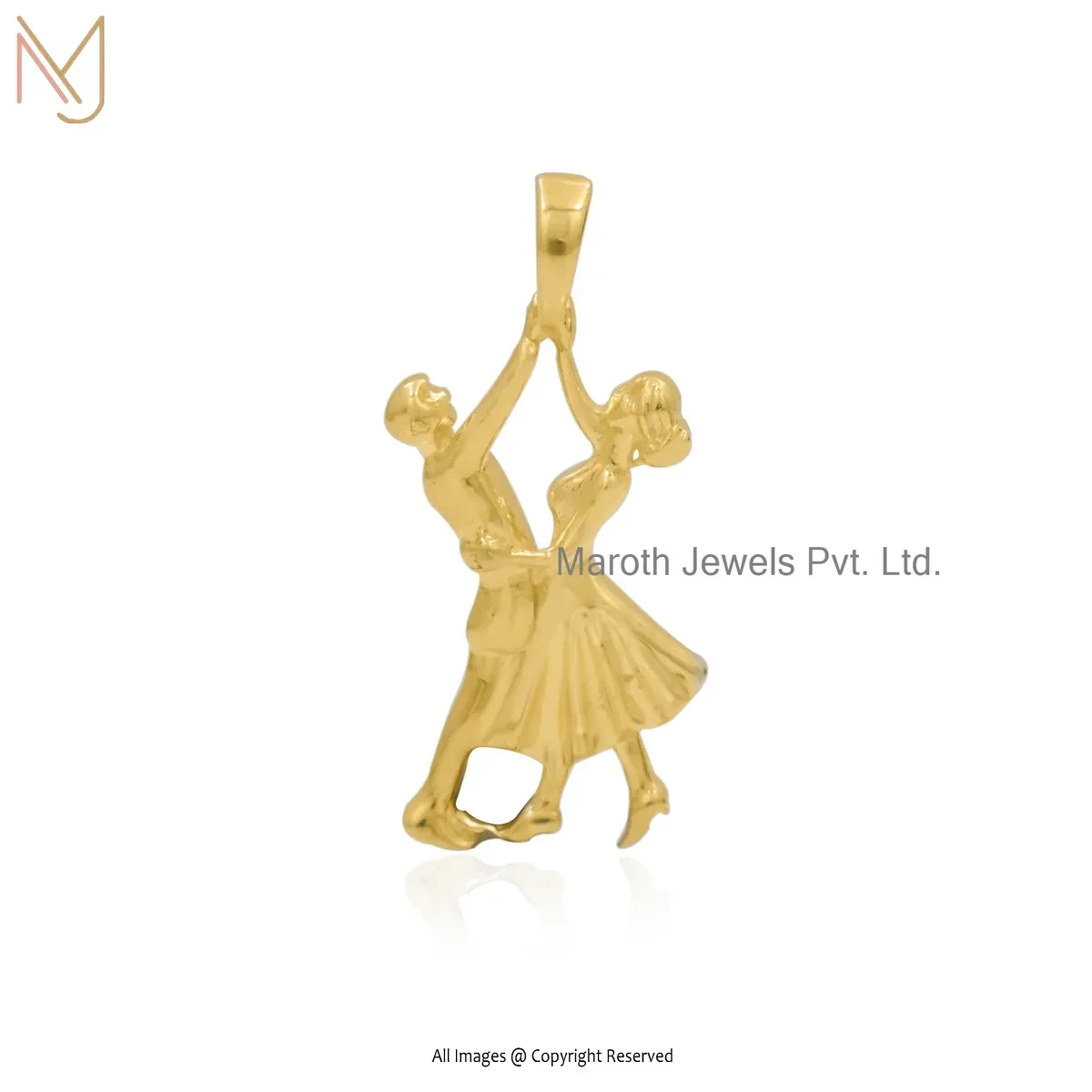 925 Silver Yellow Gold Plated Couple Charm Pendant Jewelry Supplier
