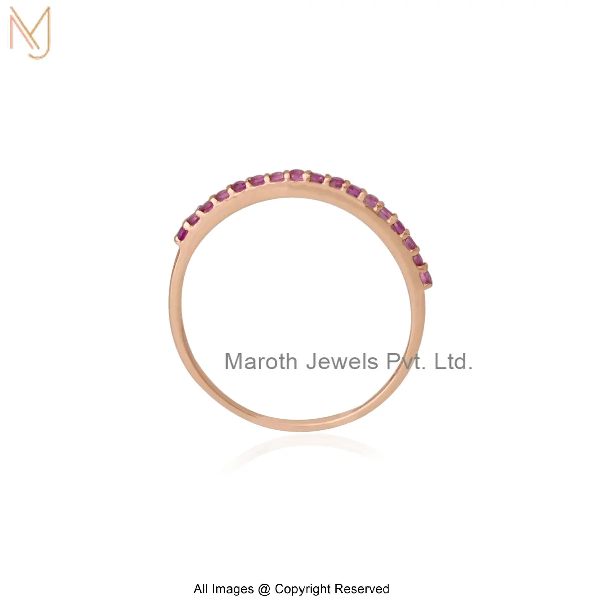 925 Silver Yellow Gold Plated Diamond Ruby Gemstone Eternity Band Ring Custom Jewelry