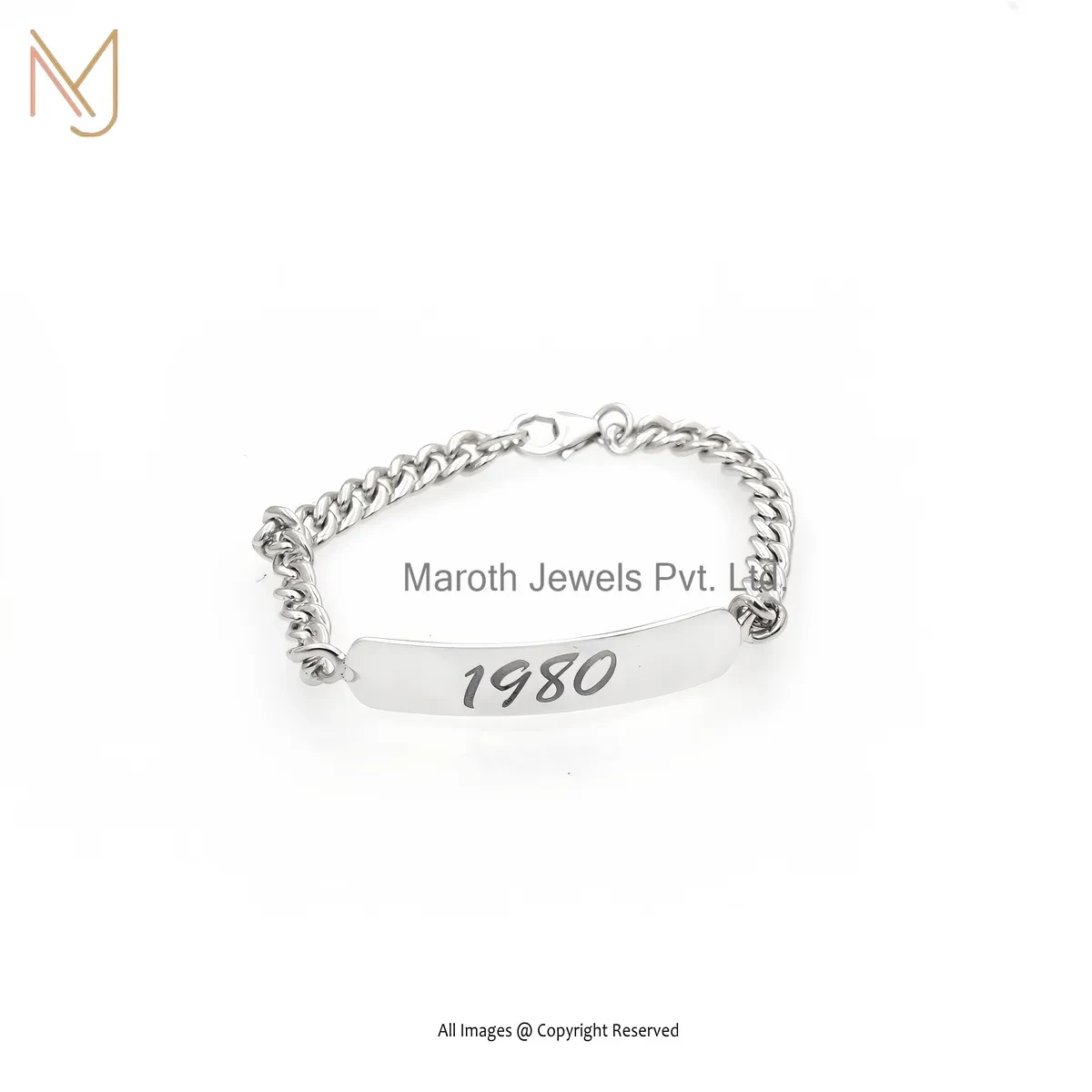 14K Yellow Gold Personalized Engraved Name Bracelet Manufcaturer