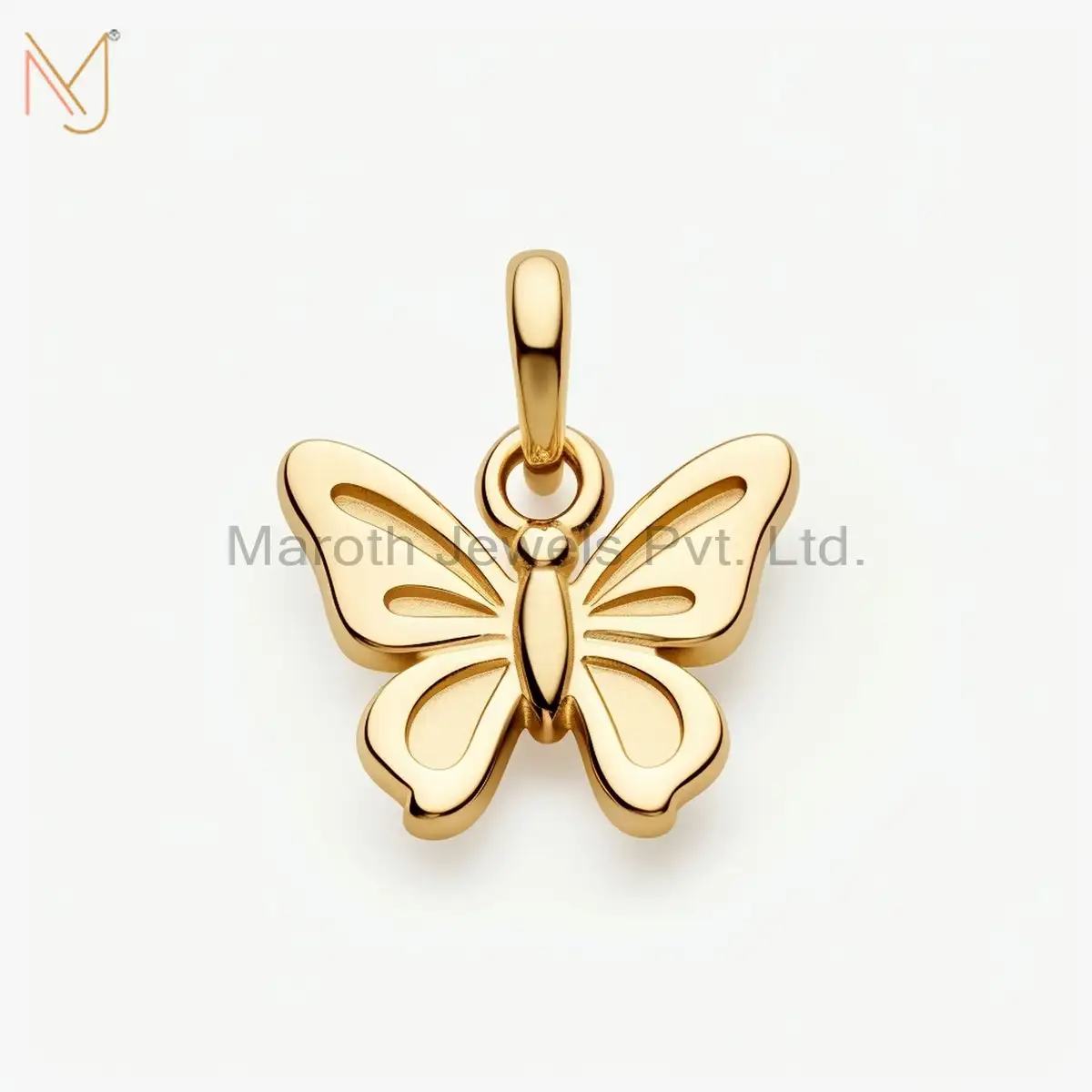 925 Sterling Silver Yellow Gold Plated Butterflly Charm Pendant Custom Jewelry