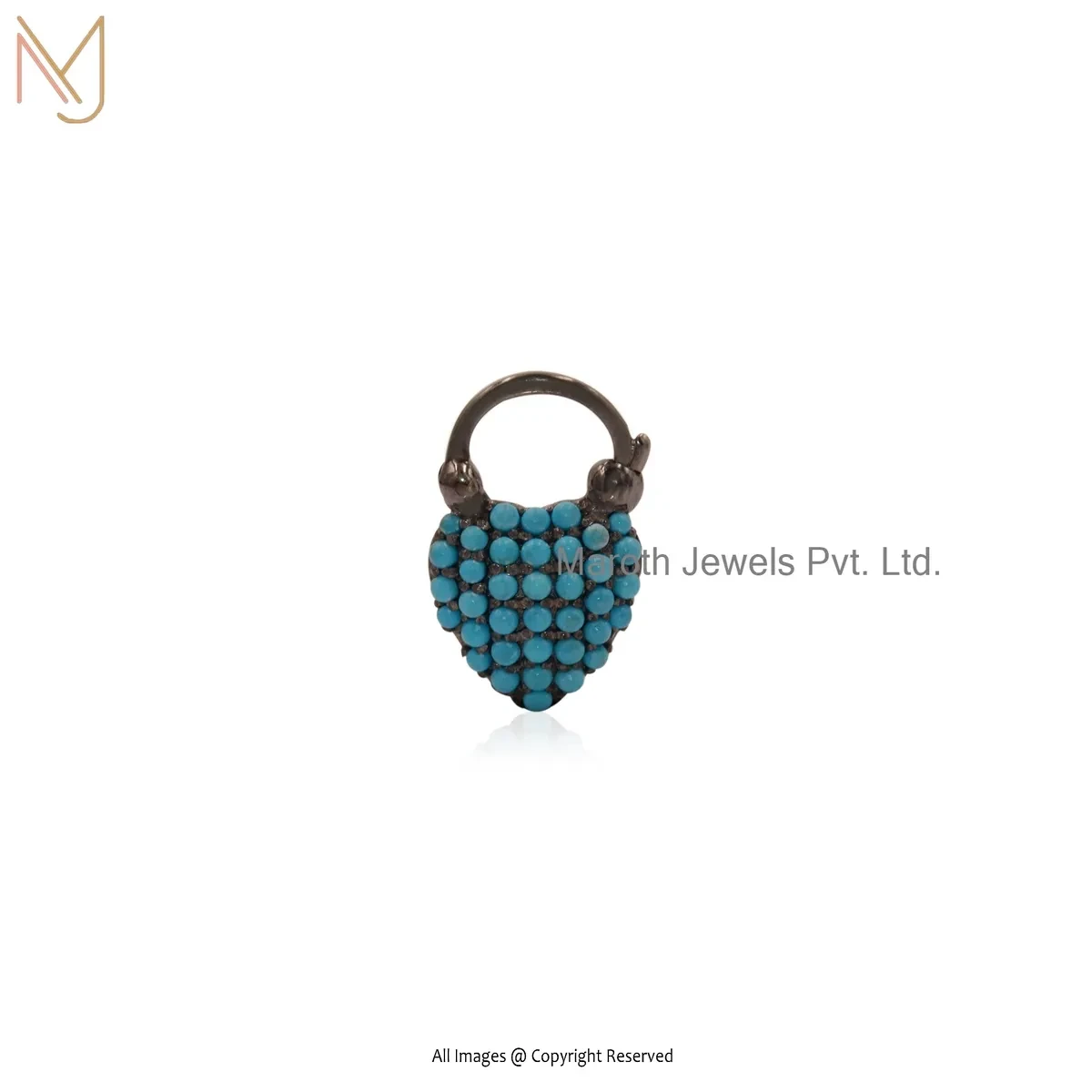 925 Silver Yellow Gold Plated Turquoise Padlock Pendant Jewelry Supplier