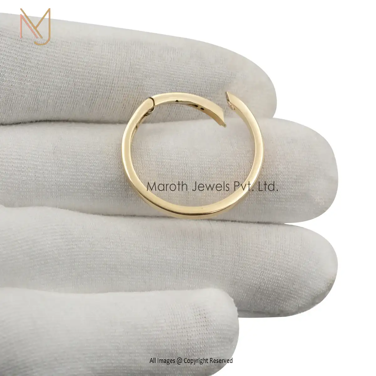 925 Silver Yellow Gold Flat Oval Clip Charm Holder Wholesale