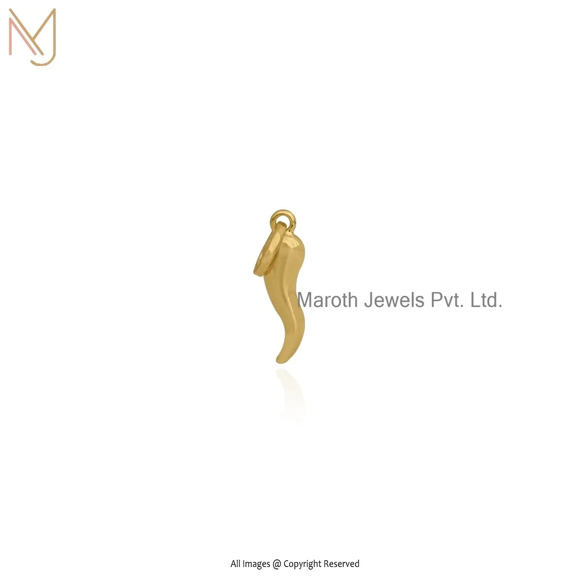 925 Silver Yellow Gold Plated Italian Horn Pendant Jewelry Supplier