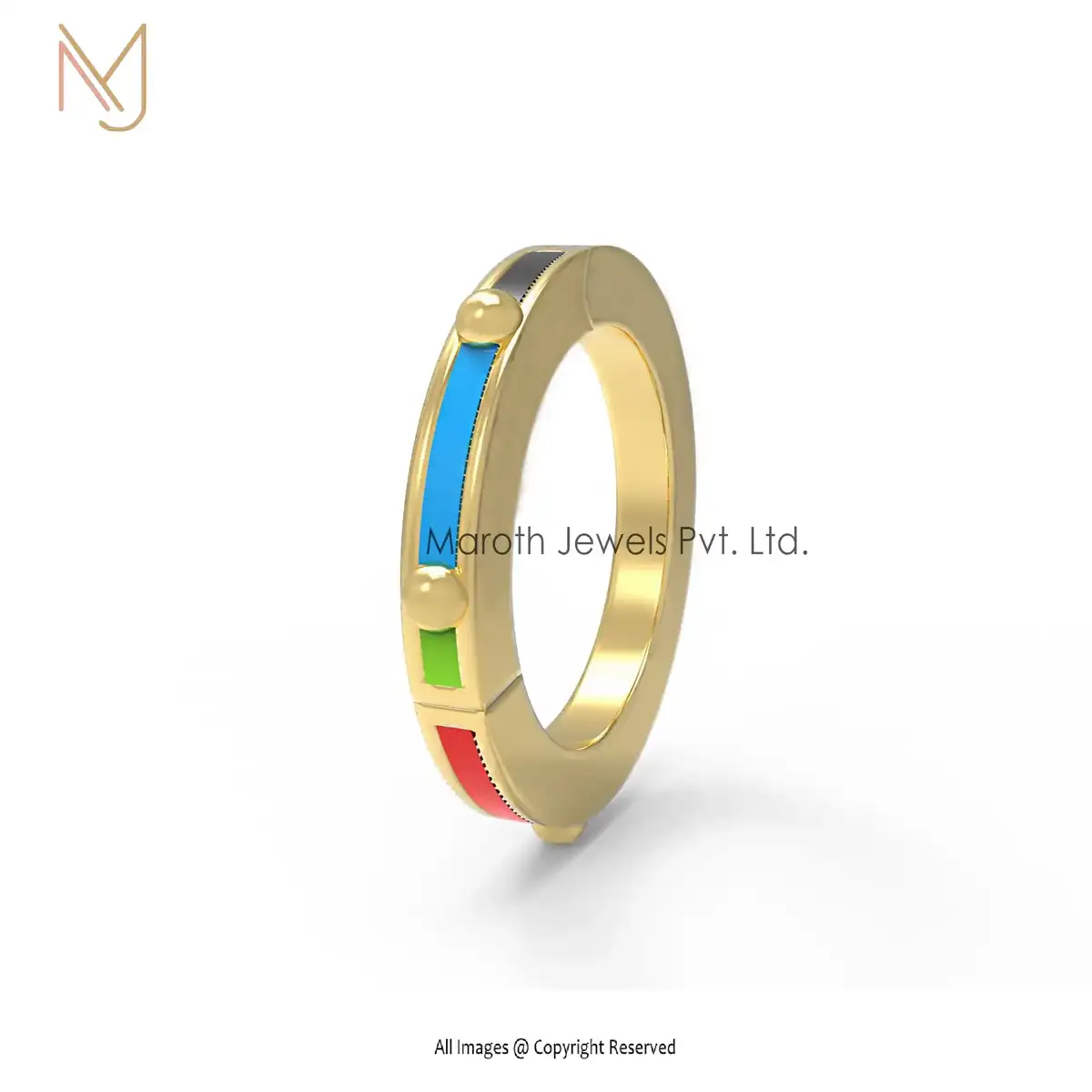 925 Silver Yellow Gold Plated Multi Enamel Enhancer Jewelry Manufacturer