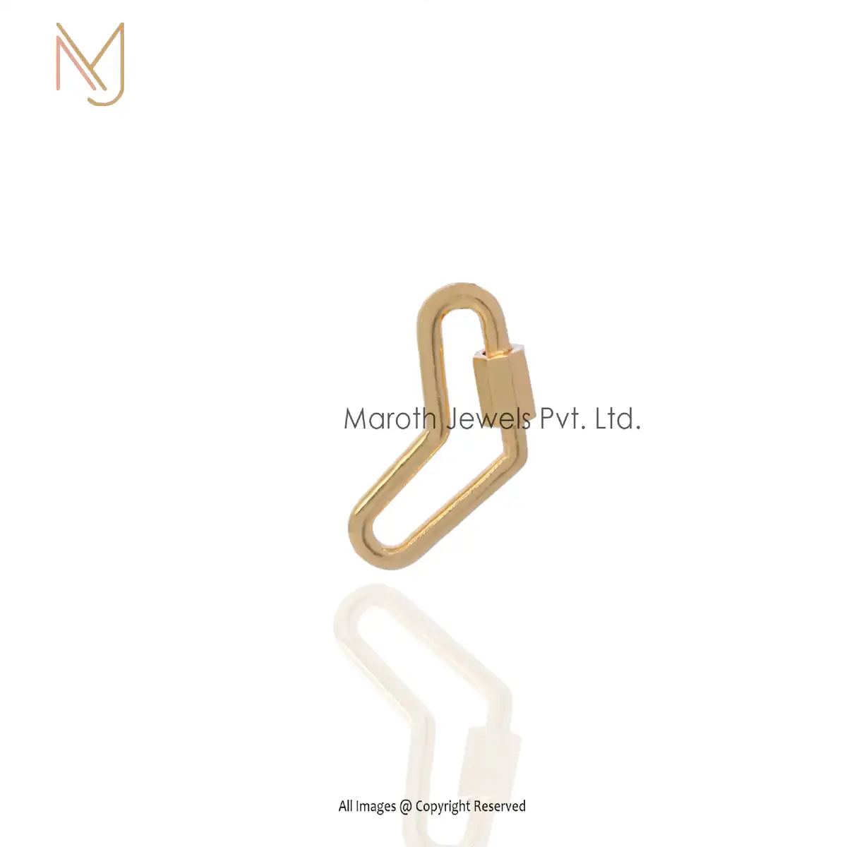 Private Label 14K Yellow Gold Boomerang Carabiner Lock Jewelry