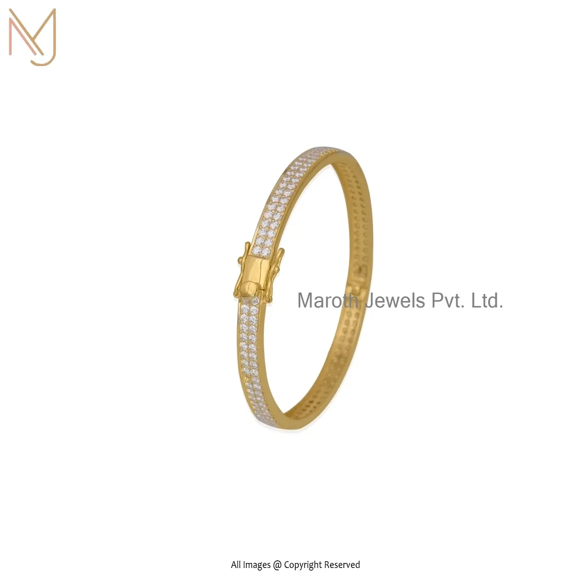 Wholesale 925 Silver Yellow Gold Plated Moissanite & Diamond Bangle Jewelry