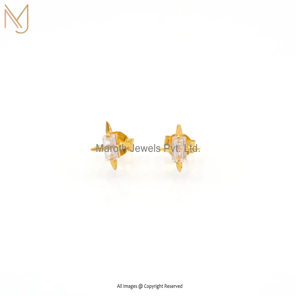 Wholesale 925 Silver Yellow Gold Plated Cubic Zircon Earrings