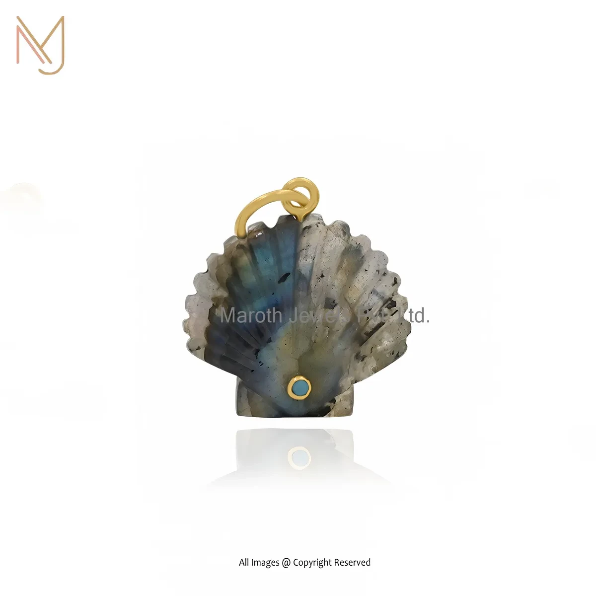 925 Silver Yellow Gold Plated Turquoise & Amazonite Shell Pendant Jewelry Supplier