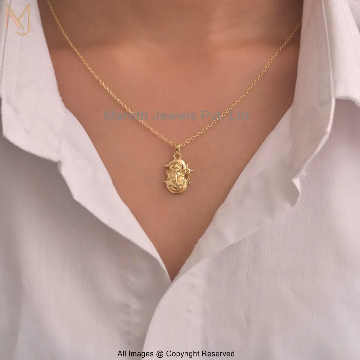 14K Yellow Gold Om Ganesha Necklace Jewelry Supplier