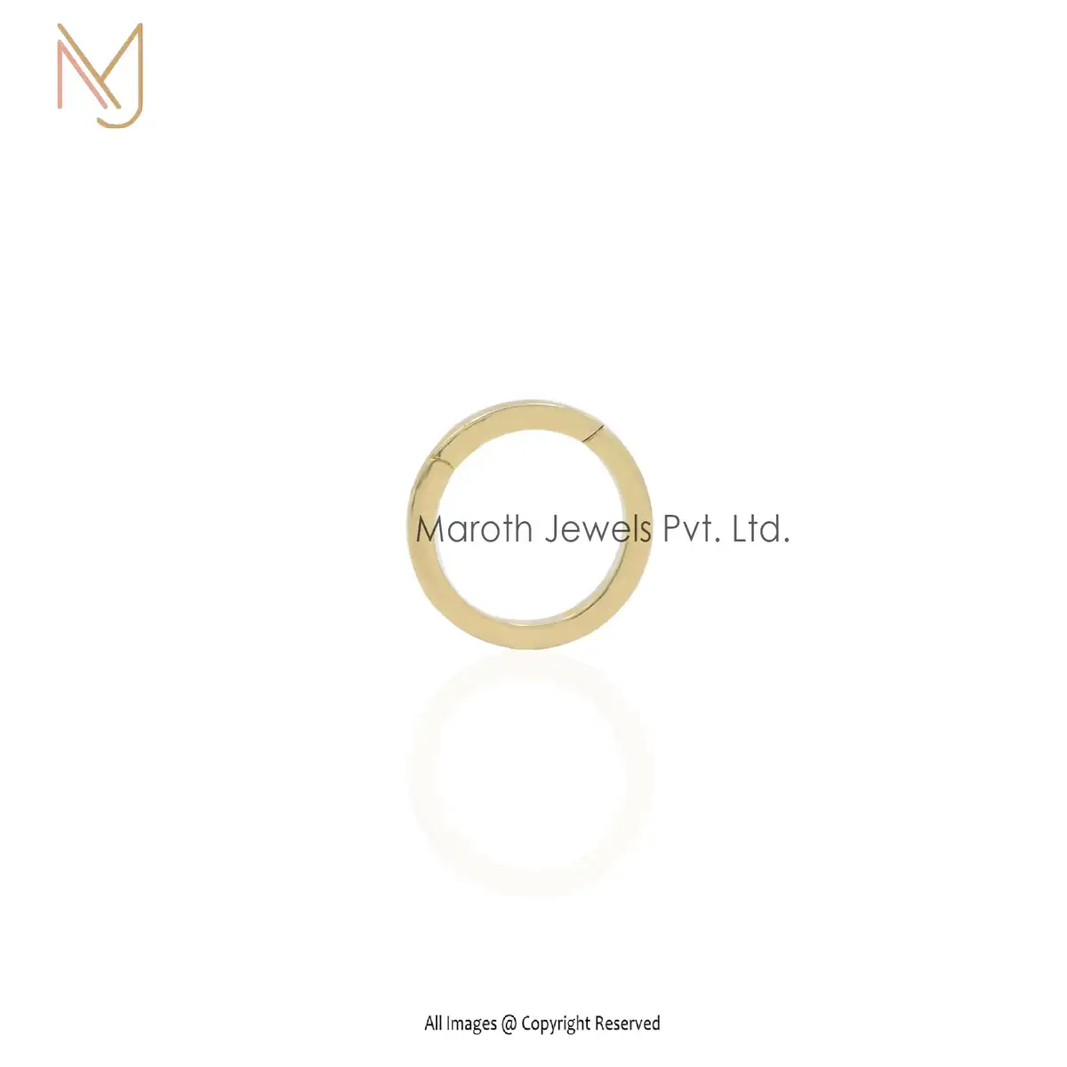 Private Label 14k Yellow Gold Circle Charm Holder Enhancer Pendant