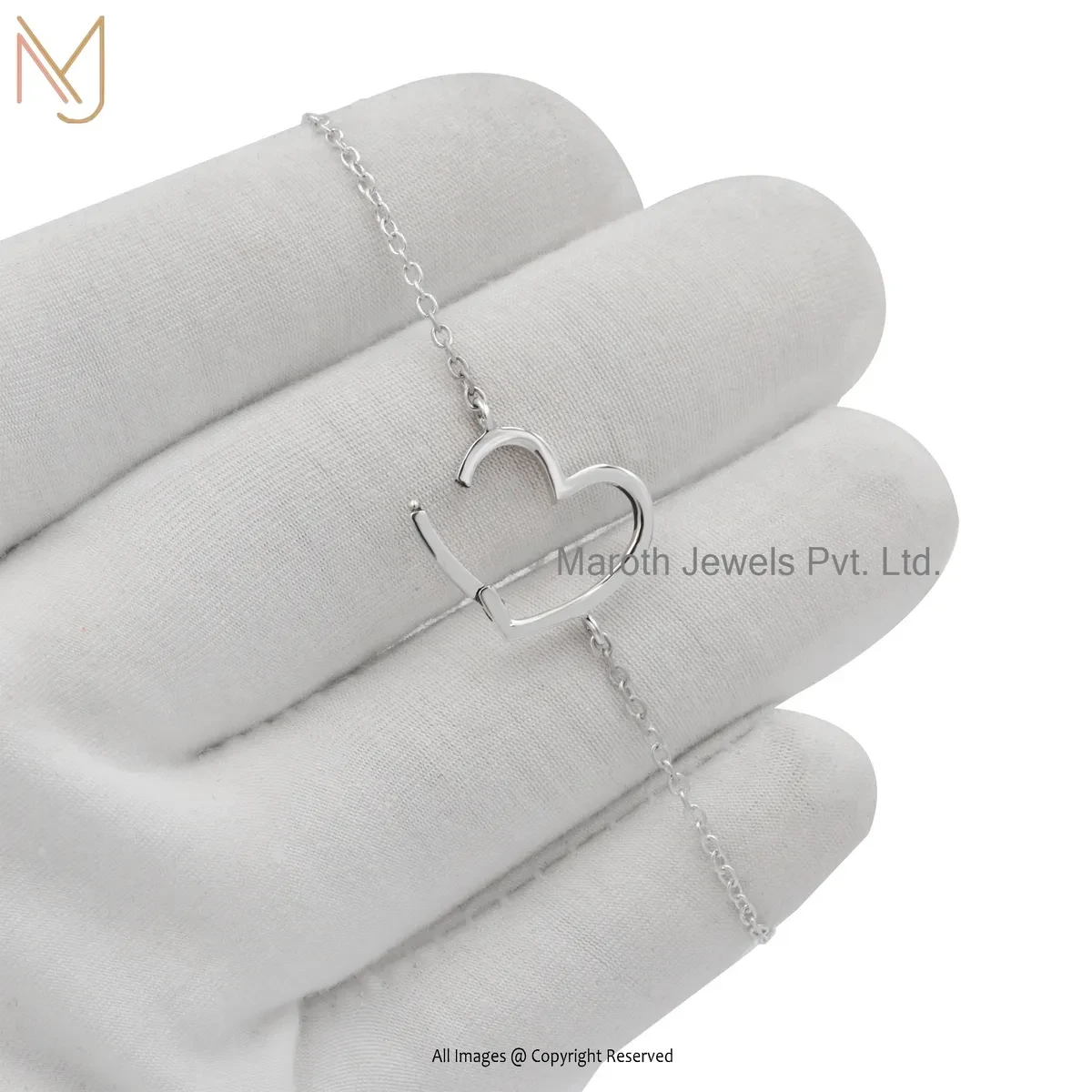 14K Yellow Gold Heart Chain Bracelet Manufacturer