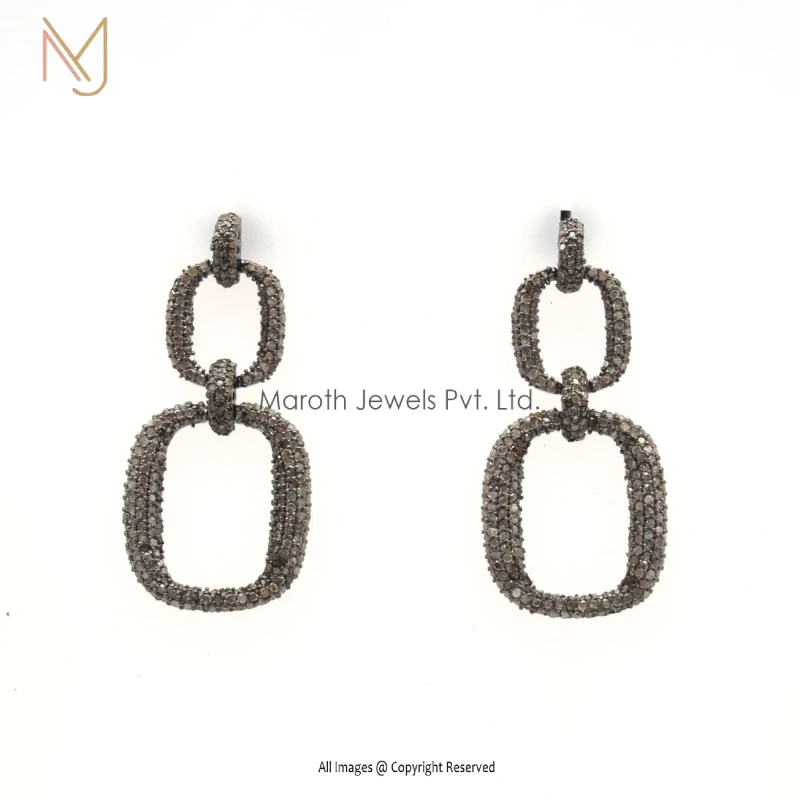 925 Silver Rhodium Plated Pave Diamond Designer Drop Earring Manufacturer