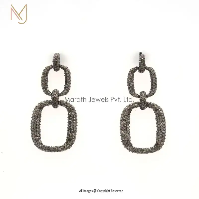 925 Silver Rhodium Plated Pave Diamond Designer Drop Earring Manufacturer