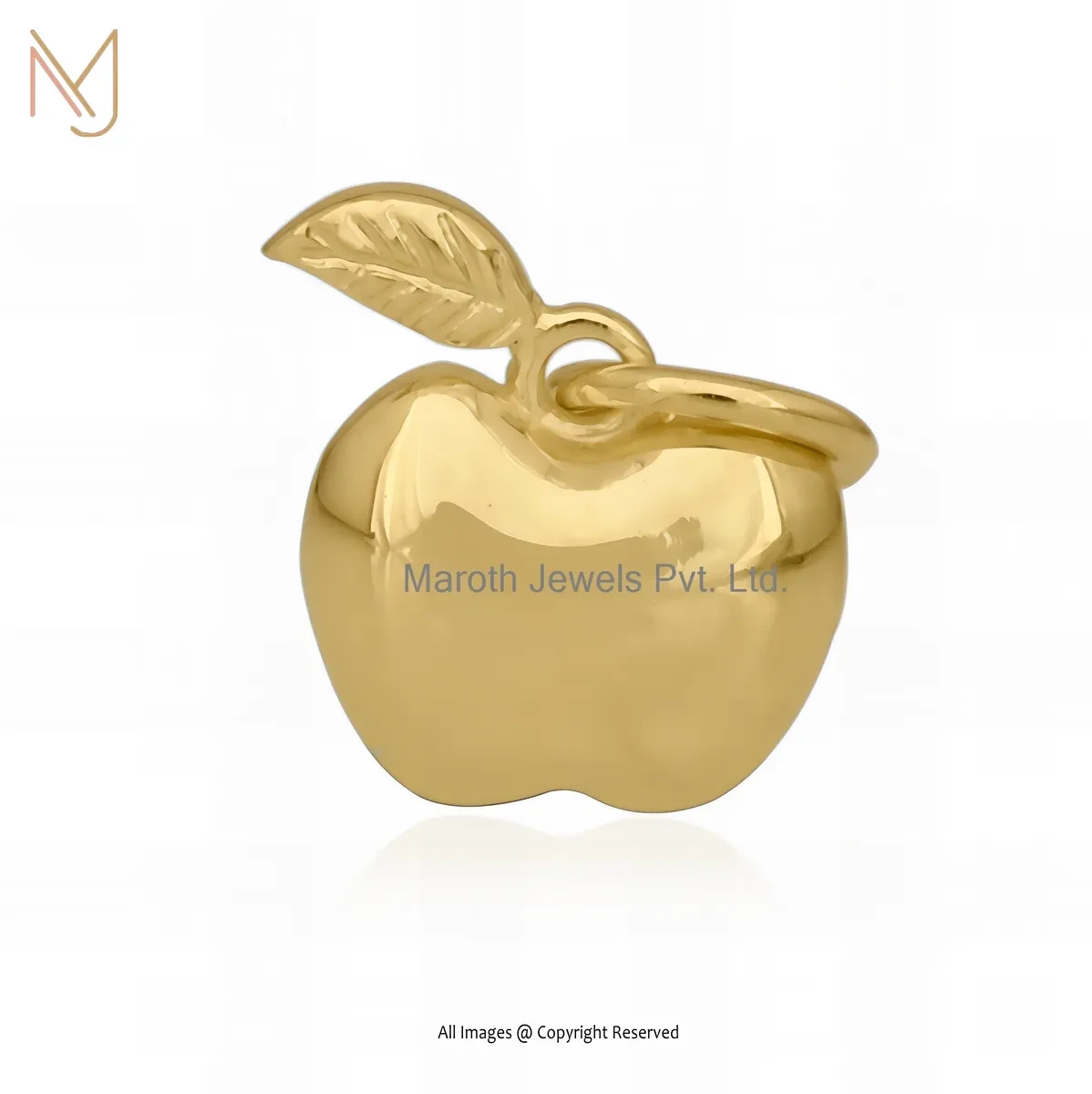 925 Silver Yellow Gold Plated Fruit Apple Charm Pendant Jewelry Supplier