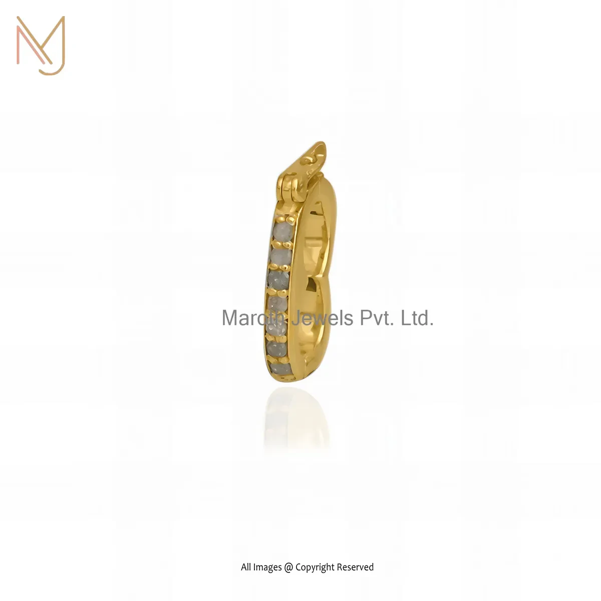 Wholesale 14K Yellow Gold Pave Diamond Multiple Lock Charm Holder Jewelry
