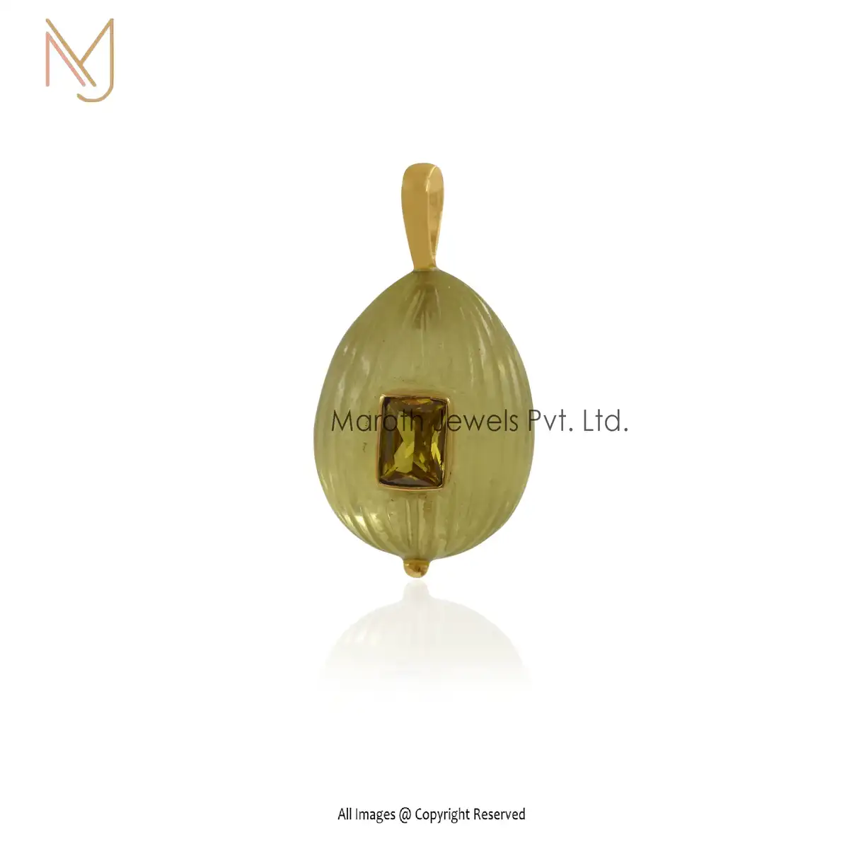 925 Silver Yellow Gold Gemstone Ball Shape Pendant Jewelry Manufacturer