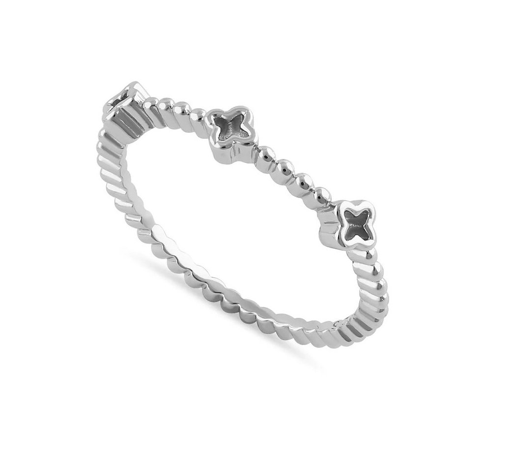 Sterling Silver Thin Multi-Greek Cross and Bead Ring