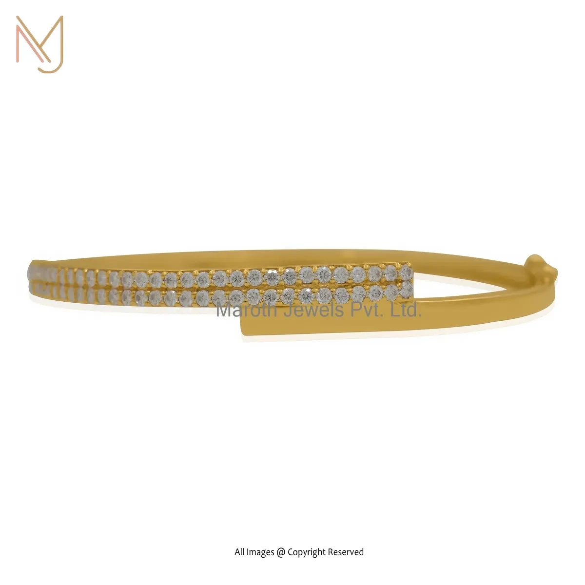 14K Yellow Gold Moissanite Bangle Custom Jewelry