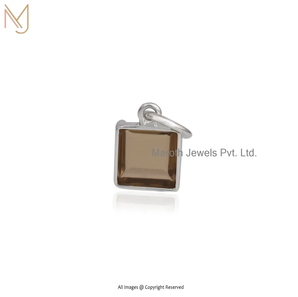 Wholesale 14K Yellow Gold Smoky Quratz Gemstone Solitaire Pendant