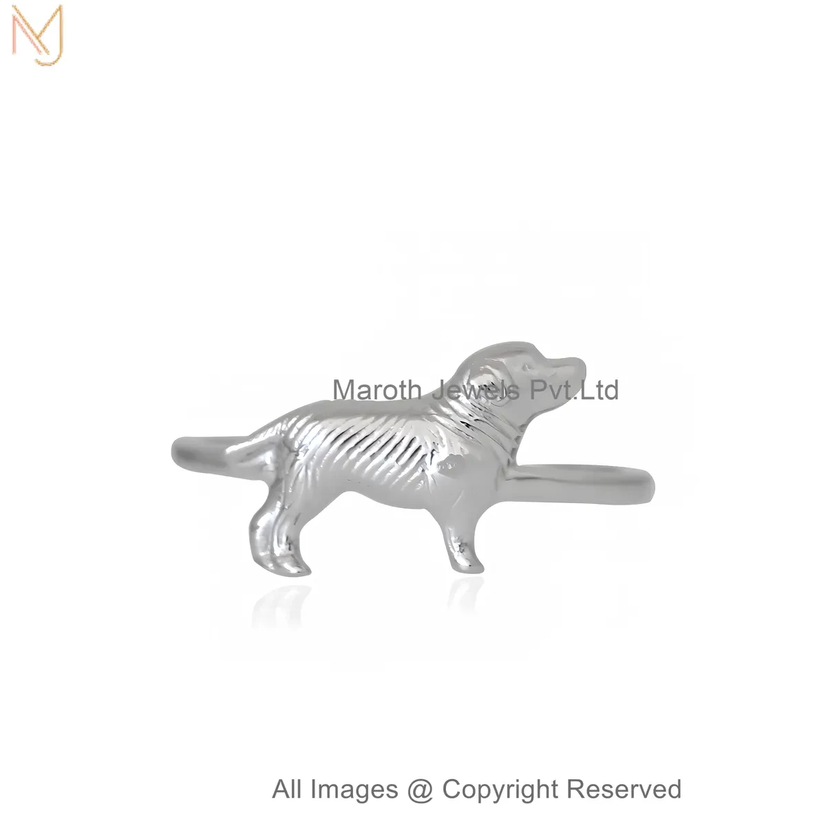 14K White Gold Dog Ring Jewelry Supplier