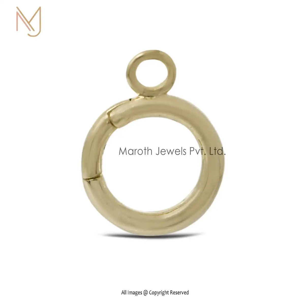 Private label 14K Yellow Gold Circle Enhcncer Charm Holder Jewelry
