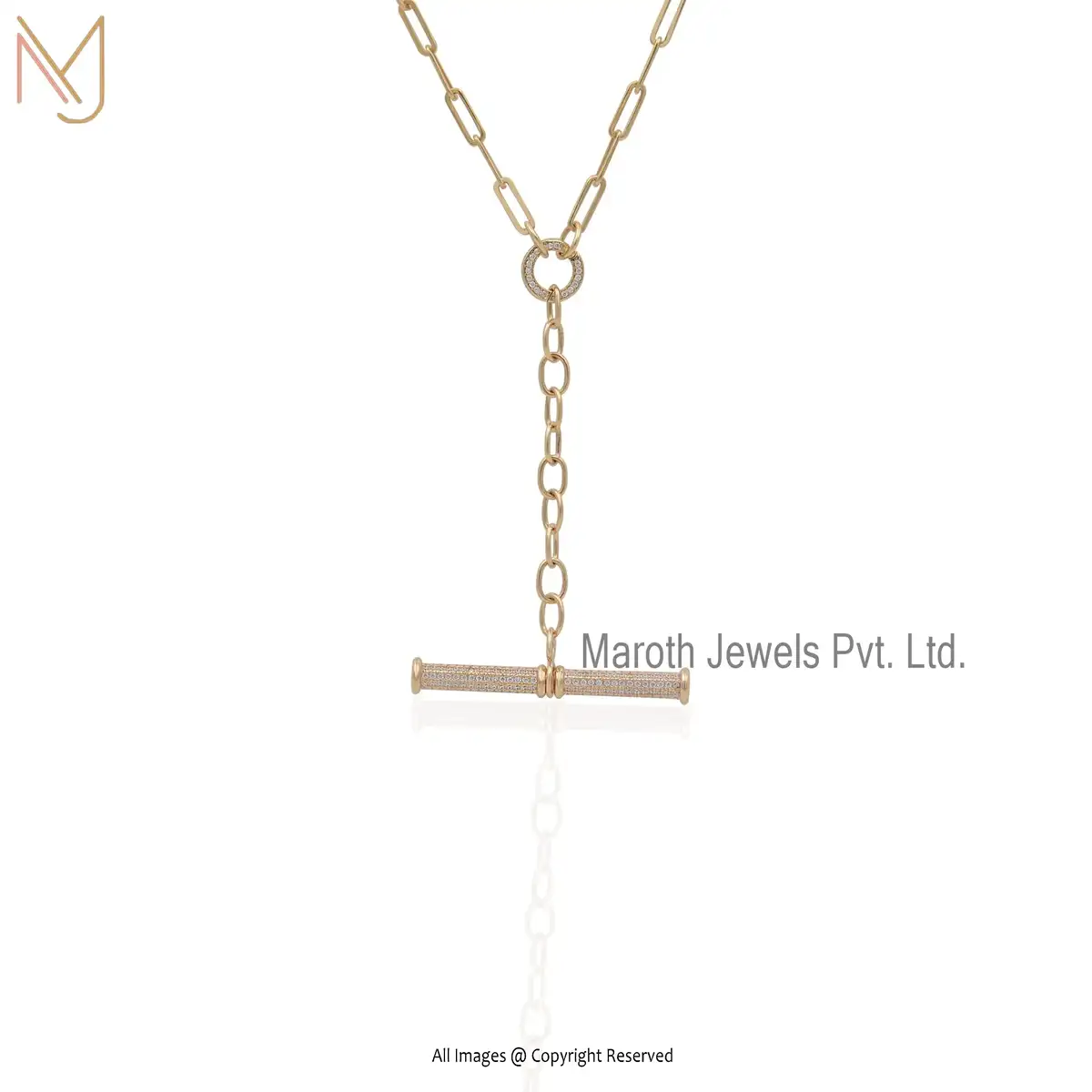 925 Silver Yellow Gold Cubic Zircon Charm Necklace Jewelry Manufacturer