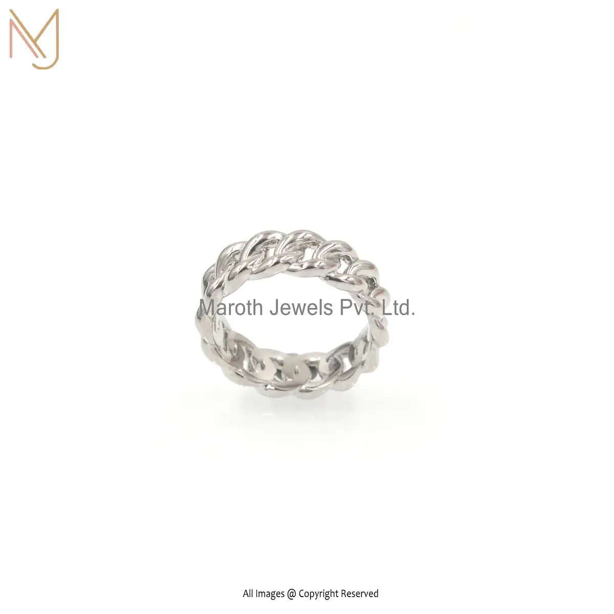 14K White Gold Rhodium plated Cubic Zircon Ring Manufacturer