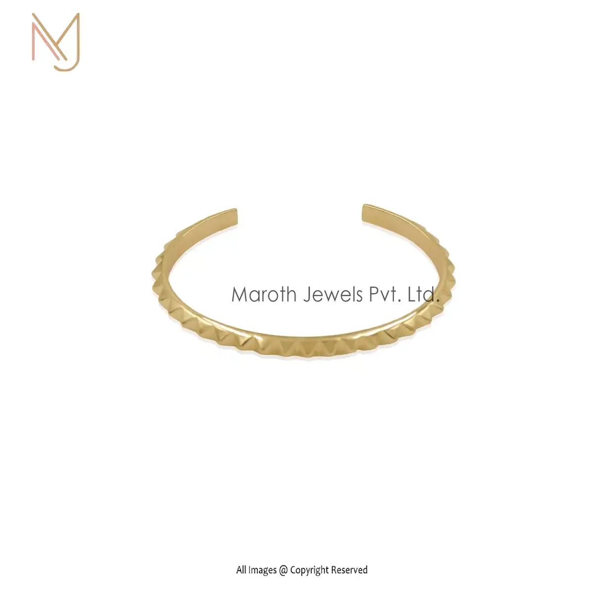 925 Silver Pyramid Spike Open Bangle Jewelry Manufacturer