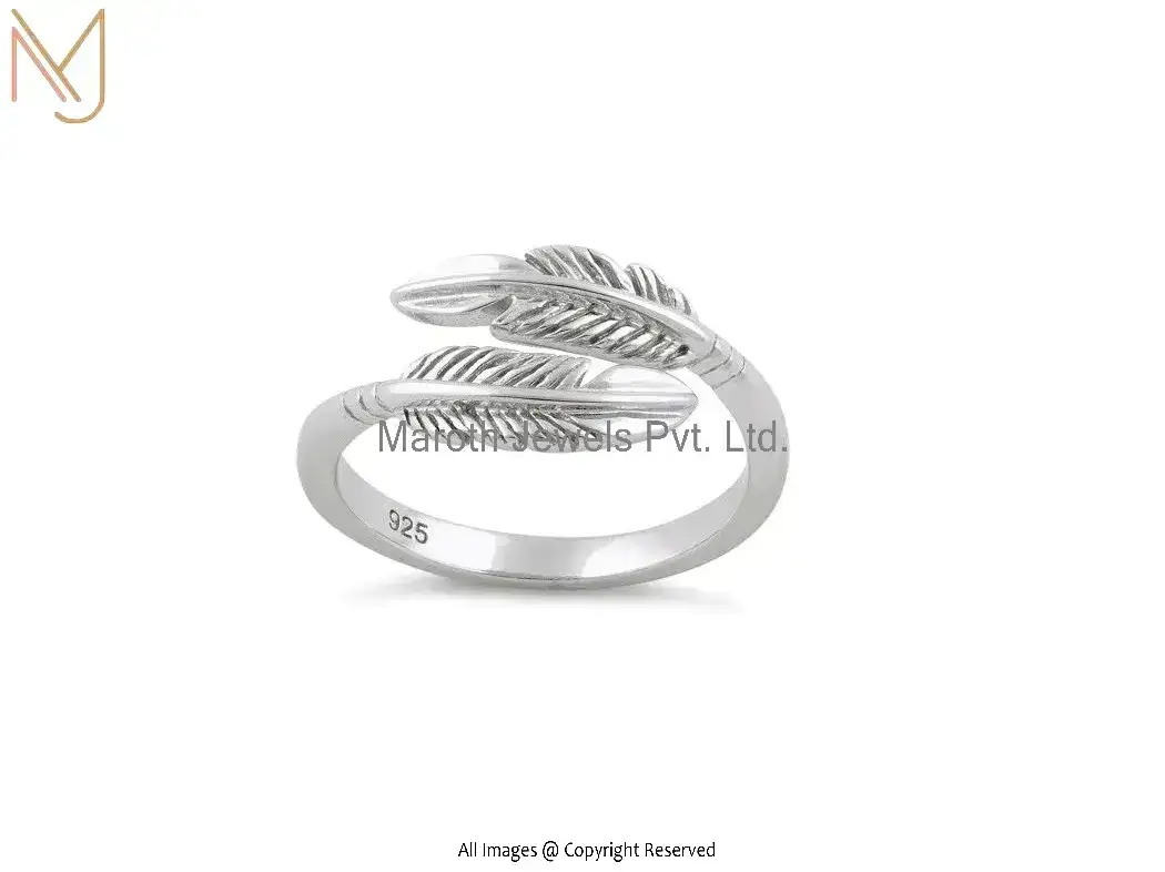 925 Sterling Silver Double Feather Ring Manufacturer