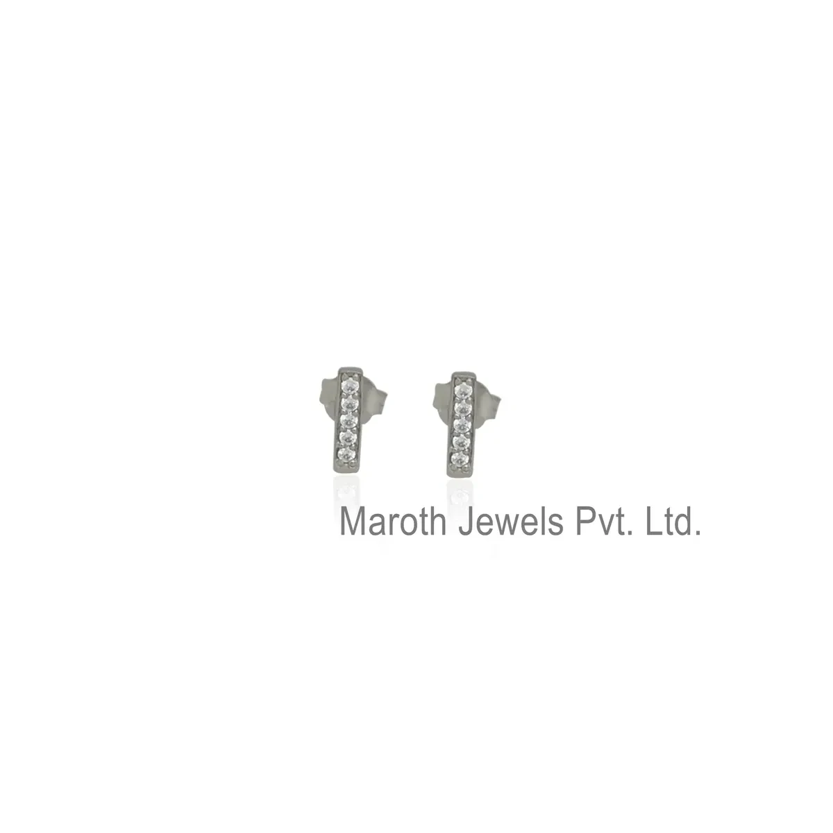 925 Silver Yellow Gold Plated Cubic Zircon Mini Bar Stud Earring Manufacturer