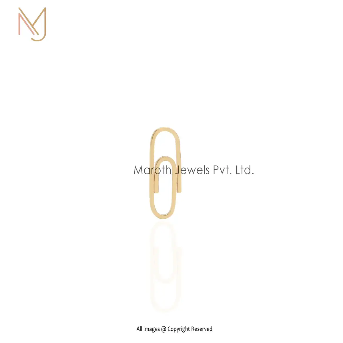 14K Yellow Gold Paperclip Charm Holder Custom Jewelry