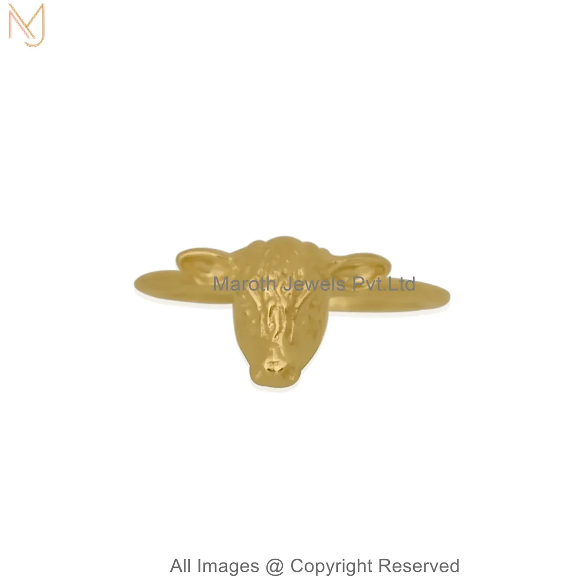 14K Yellow Gold Minimalist Cow Head Ring Manufacturer