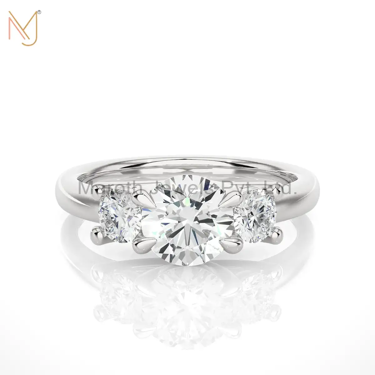 14K Yellow Gold Moissanite Diamond Round Ring Jewelry Supplier