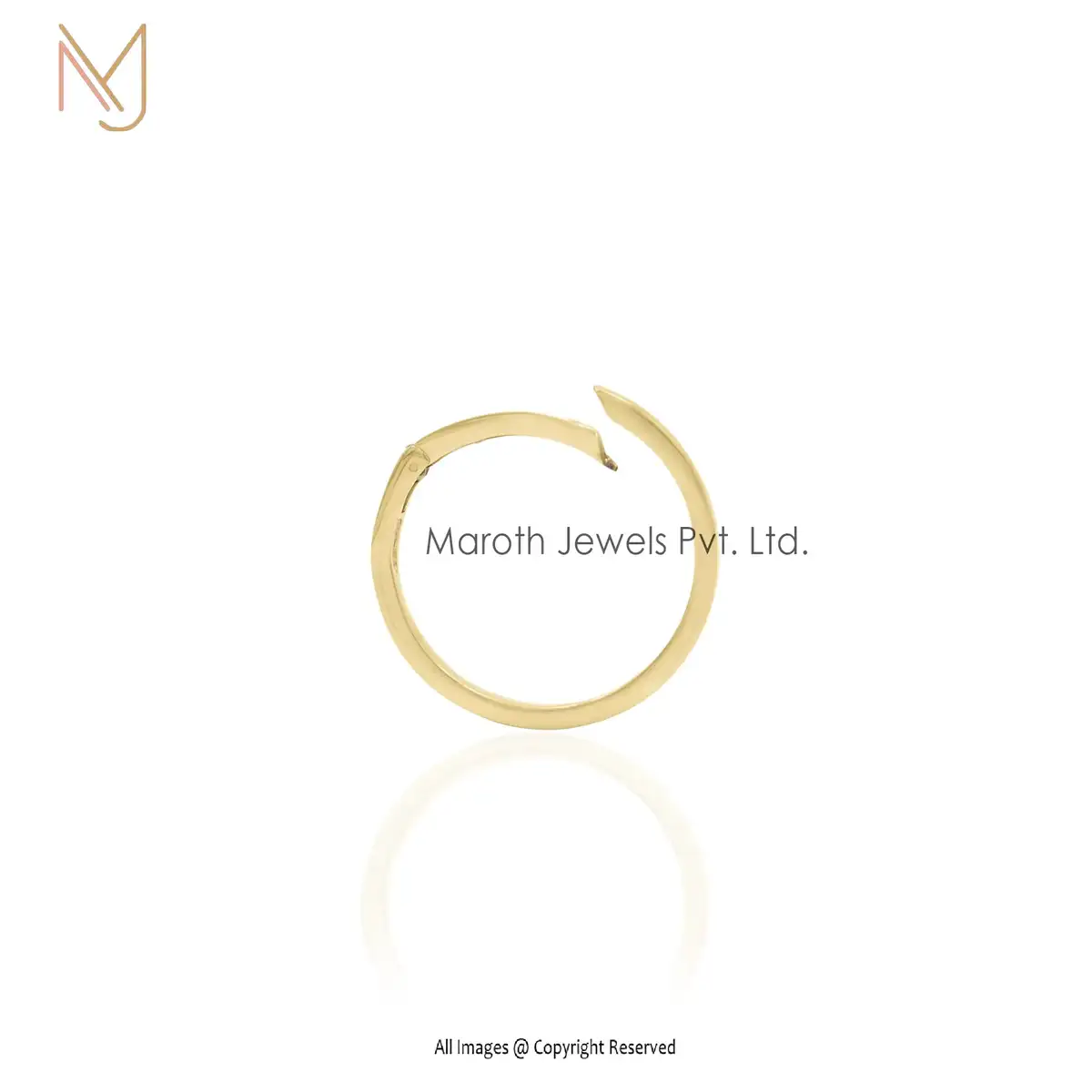 14k Yellow Gold Flat Oval Clip Charm Holder Wholesale