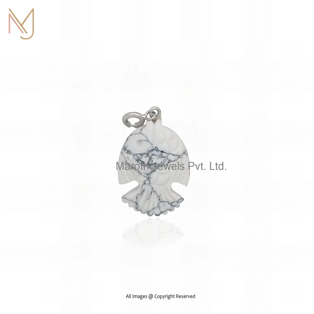Wholesale 14K White Gold & White Howlite Fish Pendant Jewelry