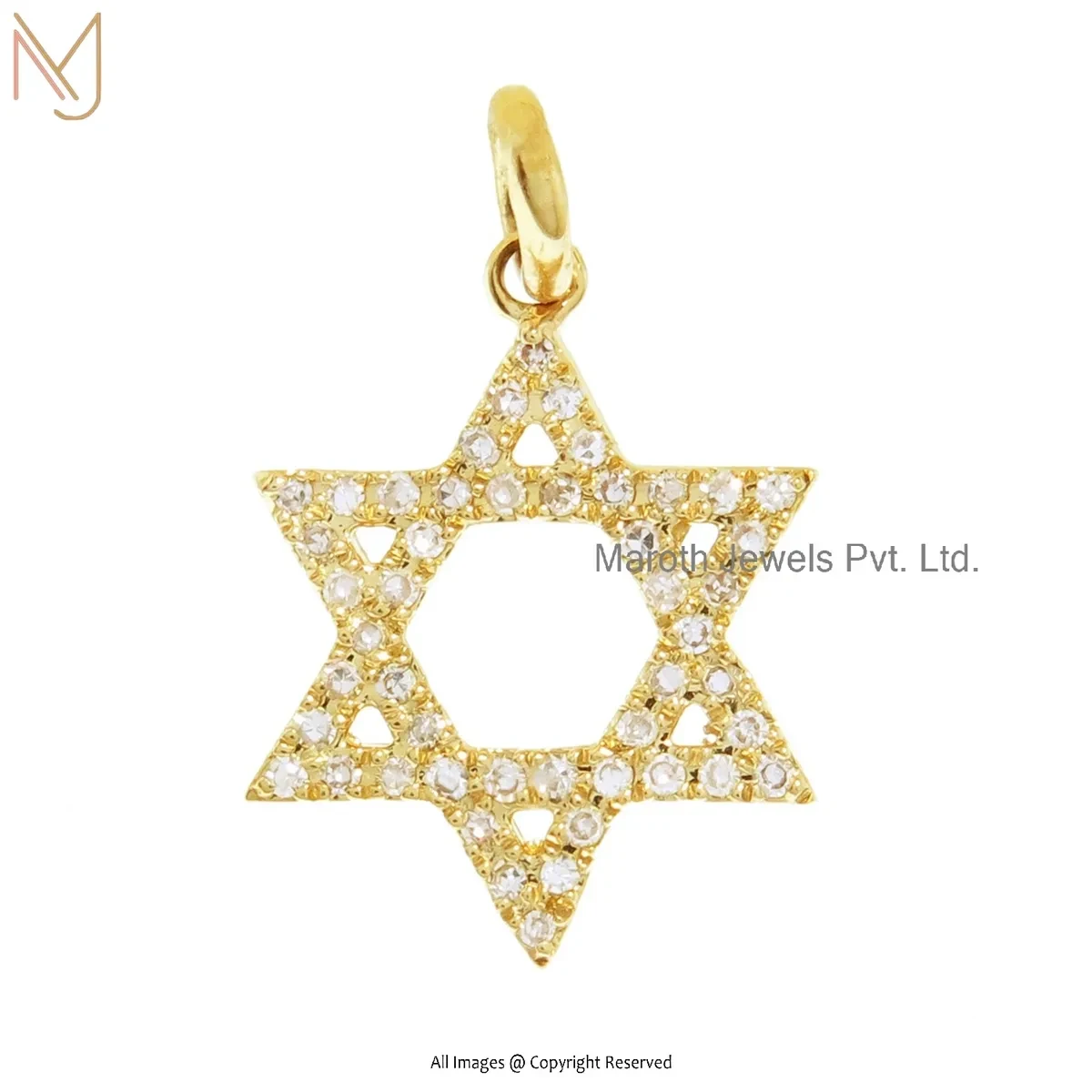 Wholesale 925 Sterling Silver Yellow Gold Plated Pave Diamond Star Pendant Jewelry