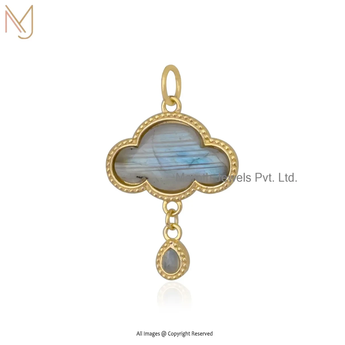 925 Silver Yellow Gold Plated Labradorite Cloud Pendant Jewelry Supplier