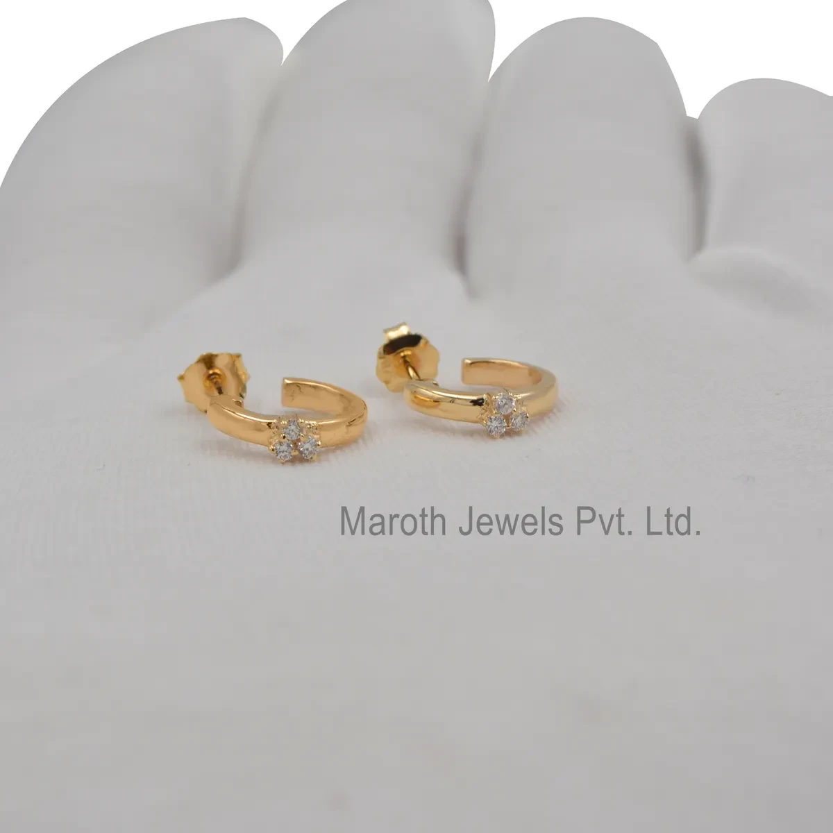 925 Silver Yellow Gold Plated Lab Diamond Huggies Earring Custom Jewelry
