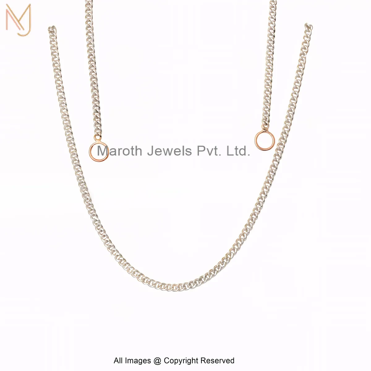 925 Silver Natural Silver Plated 3mm Chain Thikness Curb Chain Necklace Jewelry Supplier