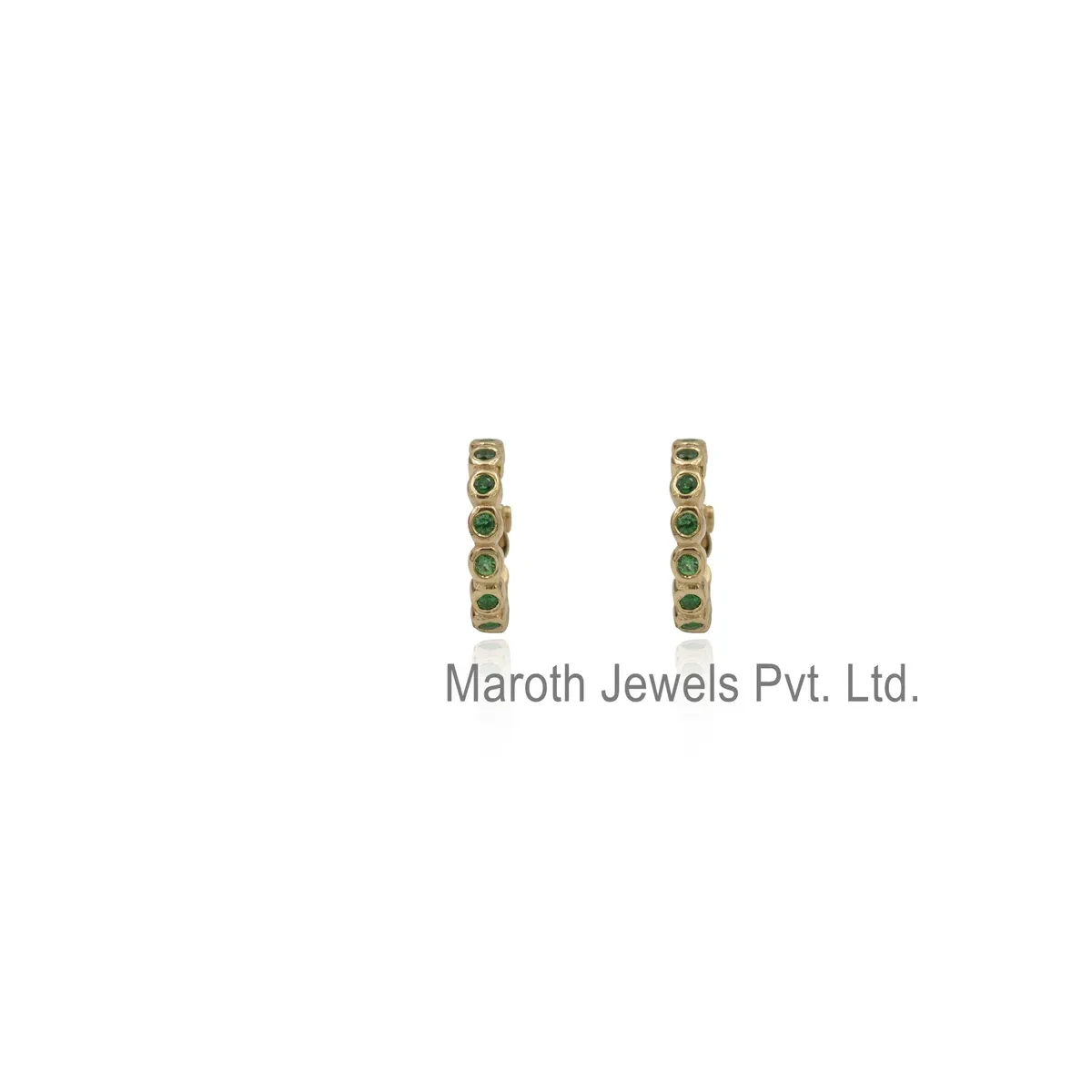 14K Yellow Gold Green Cubic Zircon Huggies Earring Jewelry Supplier