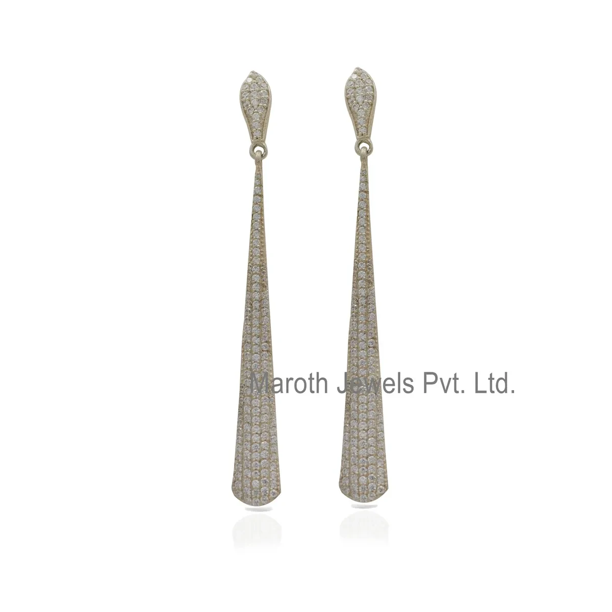 14K White Gold Diamond Cubic Zircon Teardrop Earring Manufacturer