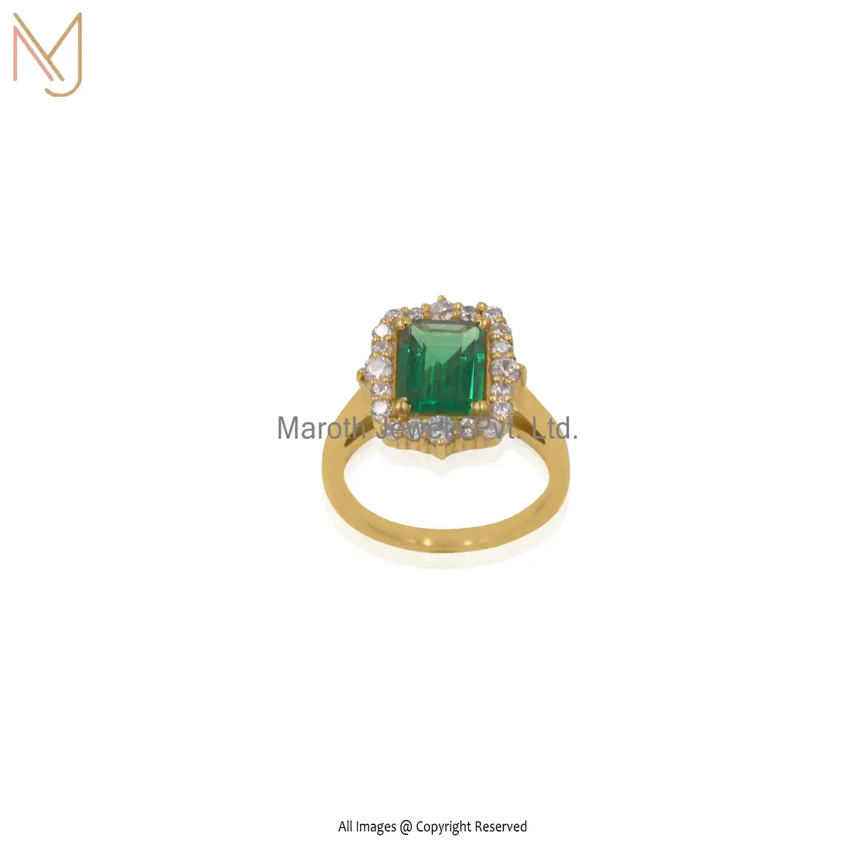 Private Label 925 Silver Yellow Gold Plated Cubic Zircon Ring