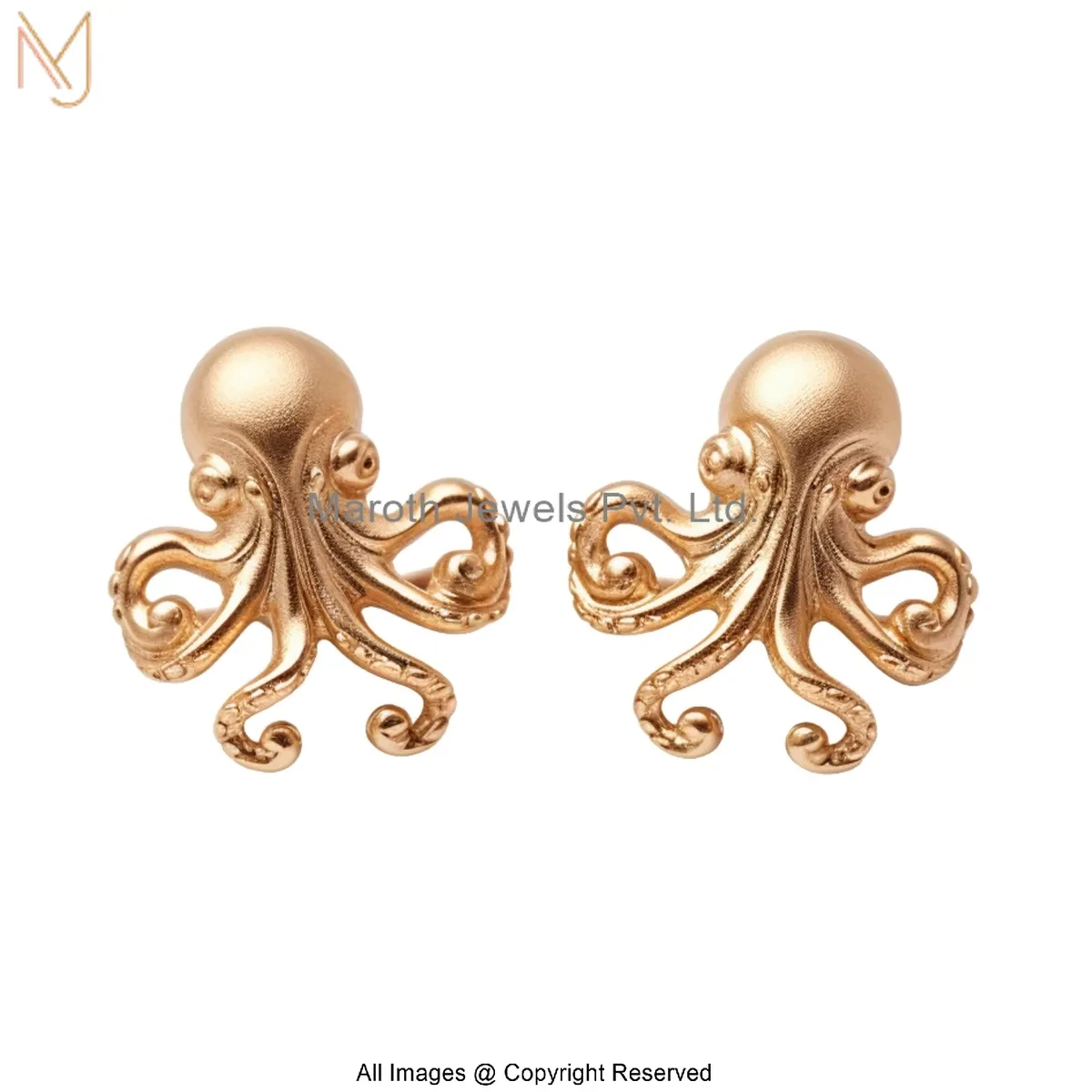925 Silver Yellow Gold Plated Octopus Stud Earring Custom Jewelry