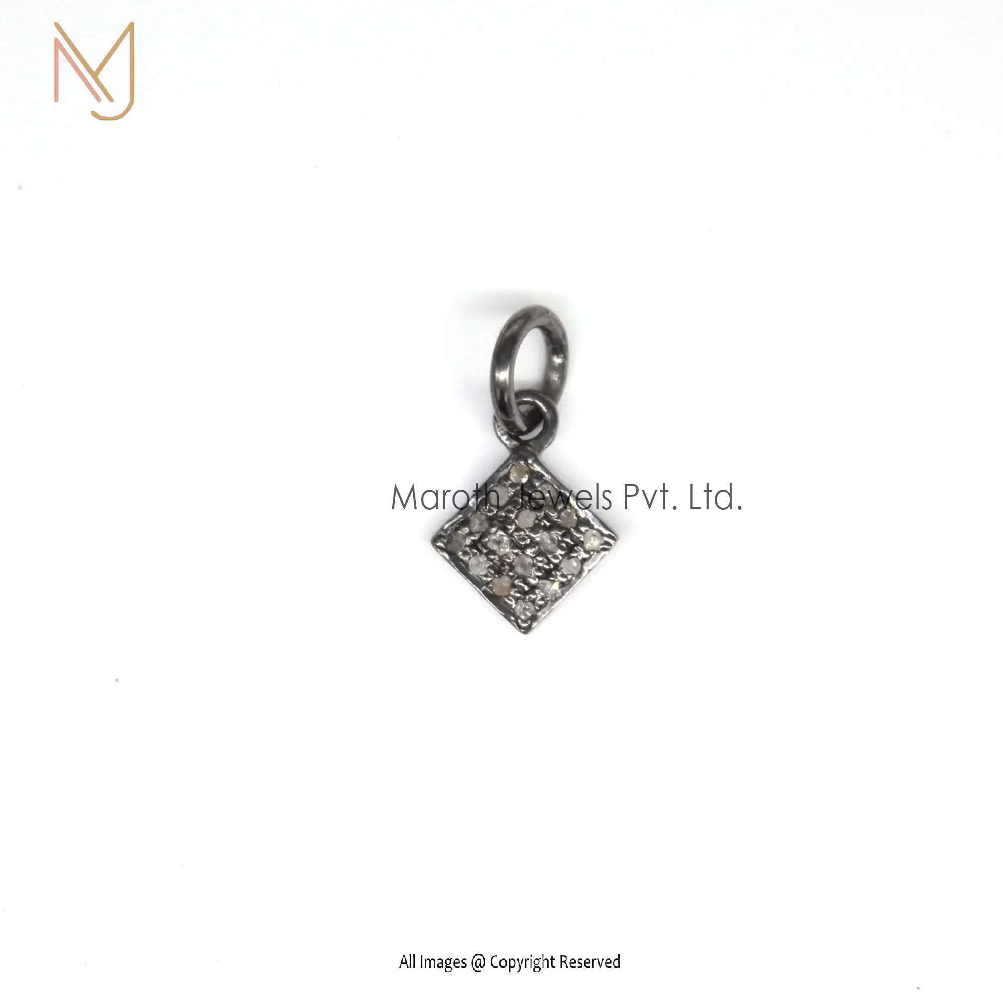 925 Silver Black Rhodium Plated Pave Diamond Charms Pendants Manufacturer