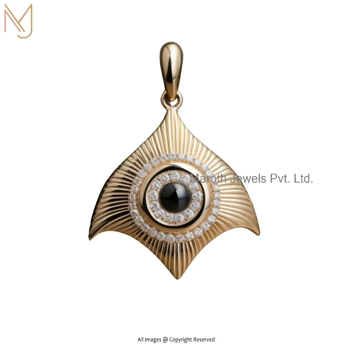 925 Silver Yellow Gold Plated Moissanite Fluted Evil Eye Pendant Jewelry Supplier