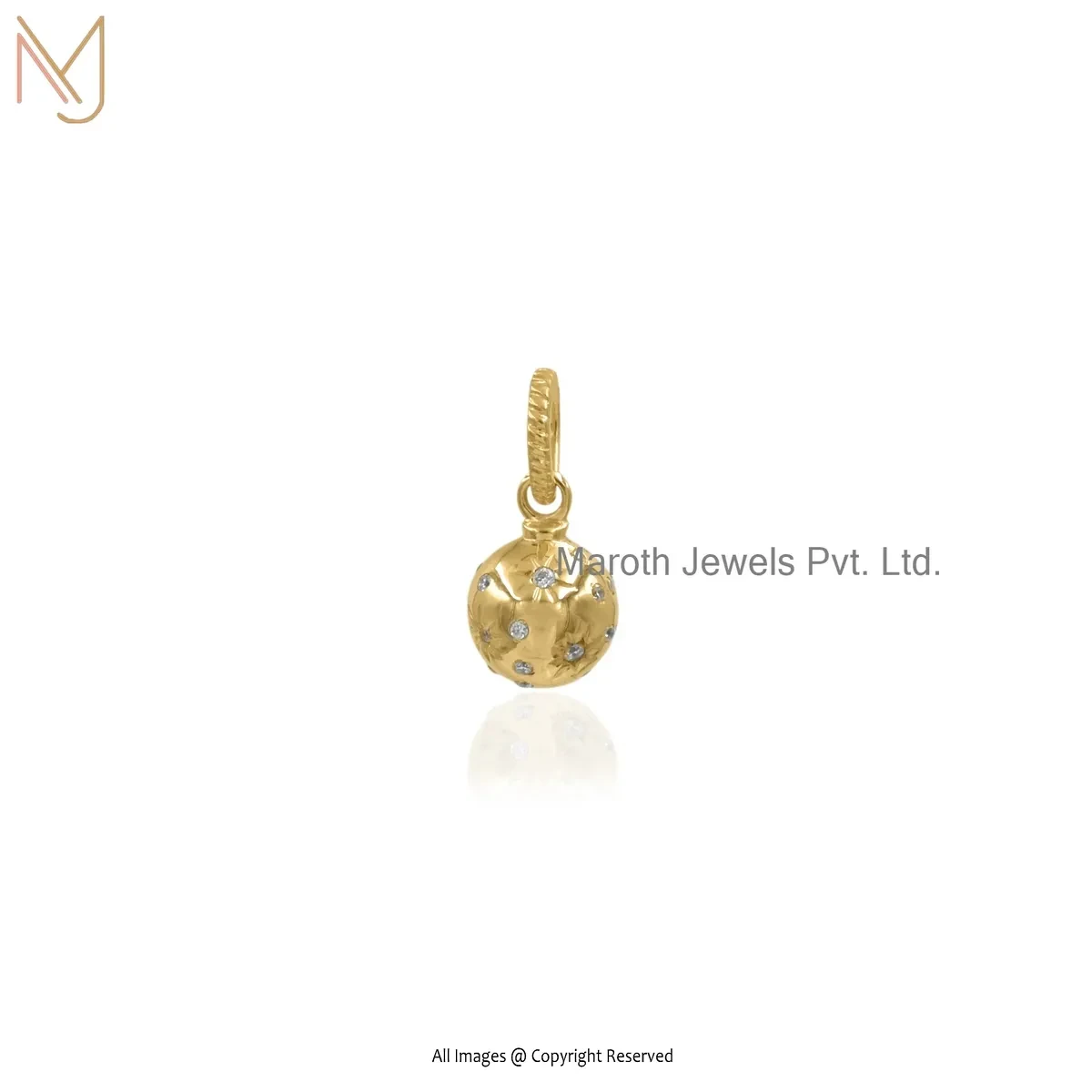 925 Silver Yellow Gold Plated Cubic Zircon Ball Pendant Manufacturer